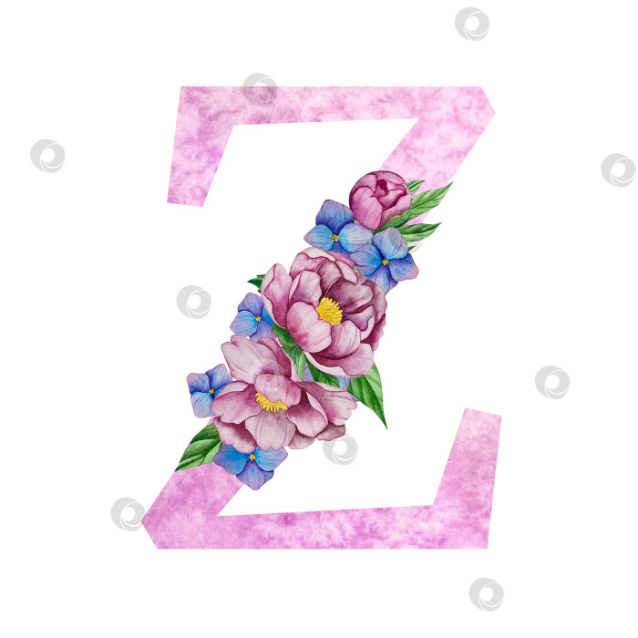 Скачать Цветочный алфавит, набор букв с акварельными цветами и листьями. Монограммы-инициалы идеально подходят для свадебных приглашений, поздравительных открыток, логотипов, плакатов и другого дизайна. Ручная роспись. фотосток Ozero