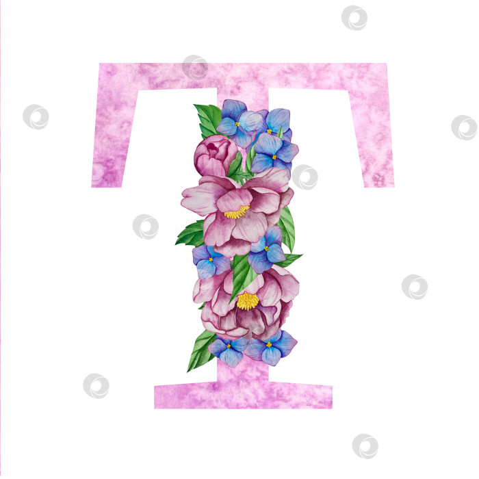 Скачать Цветочный алфавит, набор букв с акварельными цветами и листьями. Монограммы-инициалы идеально подходят для свадебных приглашений, поздравительных открыток, логотипов, плакатов и другого дизайна. Ручная роспись. фотосток Ozero