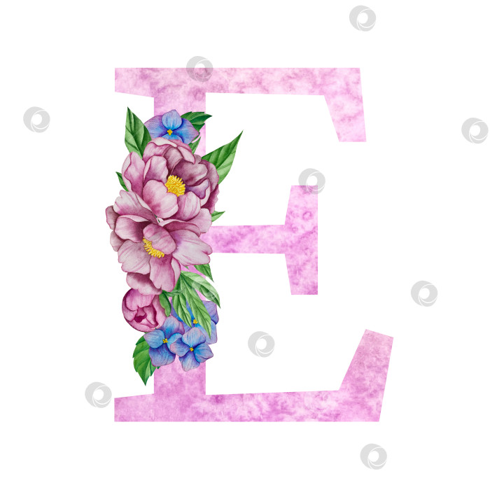 Скачать Цветочный алфавит, набор букв с акварельными цветами и листьями. Монограммы-инициалы идеально подходят для свадебных приглашений, поздравительных открыток, логотипов, плакатов и другого дизайна. Ручная роспись. фотосток Ozero
