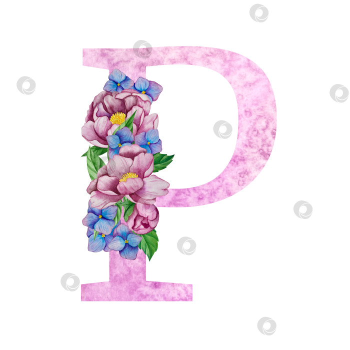 Скачать Цветочный алфавит, набор букв с акварельными цветами и листьями. Монограммы-инициалы идеально подходят для свадебных приглашений, поздравительных открыток, логотипов, плакатов и другого дизайна. Ручная роспись. фотосток Ozero