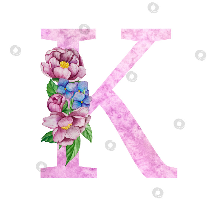 Скачать Цветочный алфавит, набор букв с акварельными цветами и листьями. Монограммы-инициалы идеально подходят для свадебных приглашений, поздравительных открыток, логотипов, плакатов и другого дизайна. Ручная роспись. фотосток Ozero