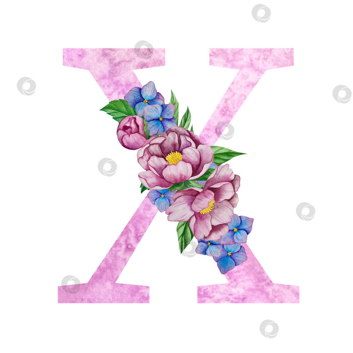 Скачать Цветочный алфавит, набор букв с акварельными цветами и листьями. Монограммы-инициалы идеально подходят для свадебных приглашений, поздравительных открыток, логотипов, плакатов и другого дизайна. Ручная роспись. фотосток Ozero