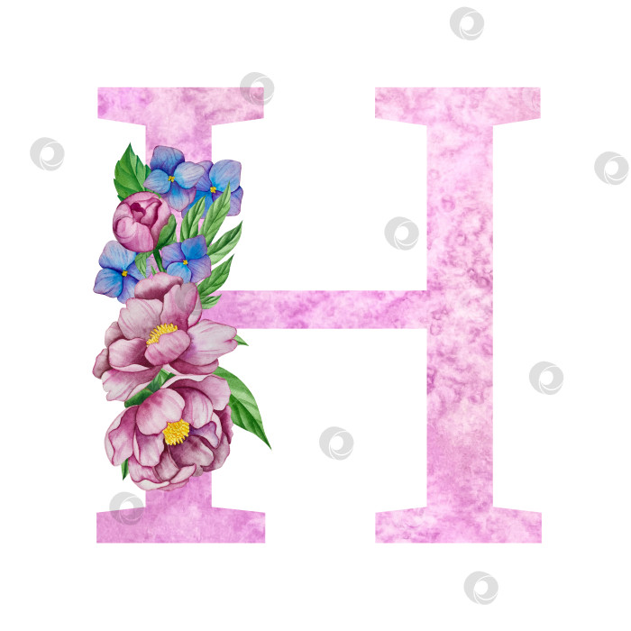 Скачать Цветочный алфавит, набор букв с акварельными цветами и листьями. Монограммы-инициалы идеально подходят для свадебных приглашений, поздравительных открыток, логотипов, плакатов и другого дизайна. Ручная роспись. фотосток Ozero