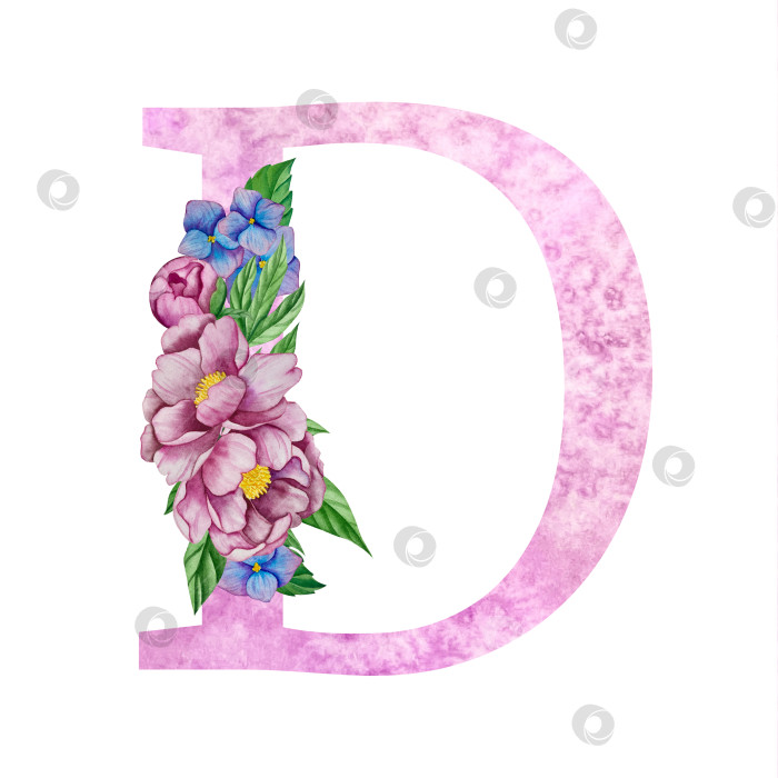 Скачать Цветочный алфавит, набор букв с акварельными цветами и листьями. Монограммы-инициалы идеально подходят для свадебных приглашений, поздравительных открыток, логотипов, плакатов и другого дизайна. Ручная роспись. фотосток Ozero