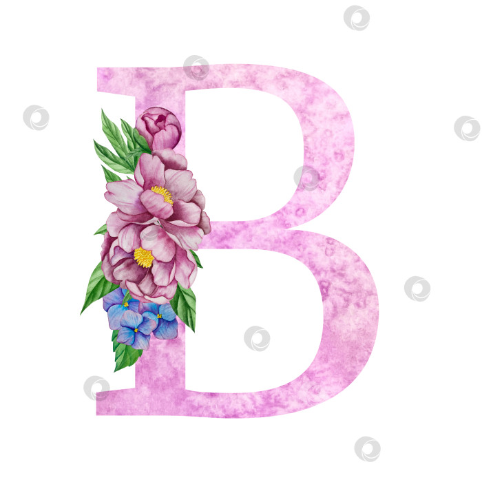Скачать Цветочный алфавит, набор букв с акварельными цветами и листьями. Монограммы-инициалы идеально подходят для свадебных приглашений, поздравительных открыток, логотипов, плакатов и другого дизайна. Ручная роспись. фотосток Ozero