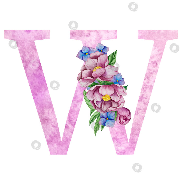 Скачать Цветочный алфавит, набор букв с акварельными цветами и листьями. Монограммы-инициалы идеально подходят для свадебных приглашений, поздравительных открыток, логотипов, плакатов и другого дизайна. Ручная роспись. фотосток Ozero