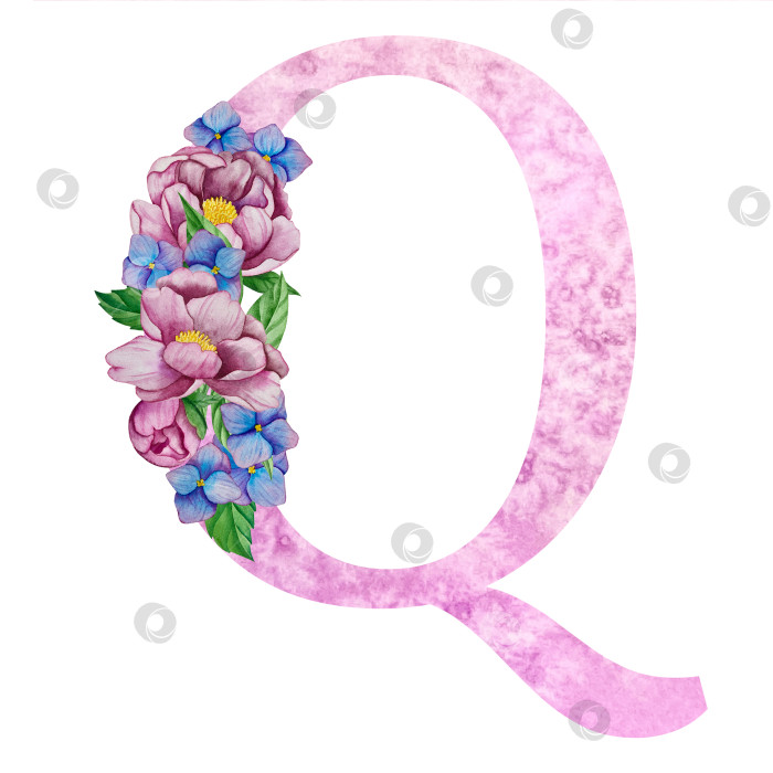 Скачать Цветочный алфавит, набор букв с акварельными цветами и листьями. Монограммы-инициалы идеально подходят для свадебных приглашений, поздравительных открыток, логотипов, плакатов и другого дизайна. Ручная роспись. фотосток Ozero
