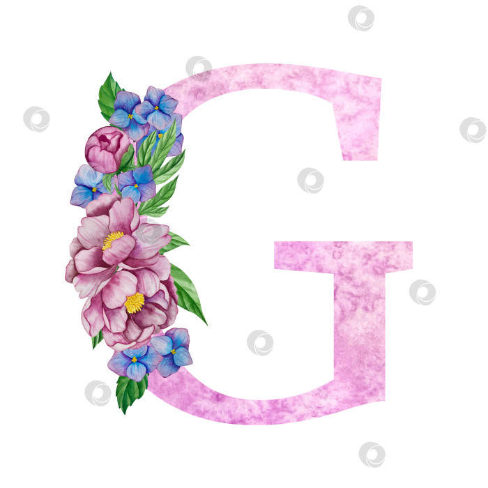 Скачать Цветочный алфавит, набор букв с акварельными цветами и листьями. Монограммы-инициалы идеально подходят для свадебных приглашений, поздравительных открыток, логотипов, плакатов и другого дизайна. Ручная роспись. фотосток Ozero