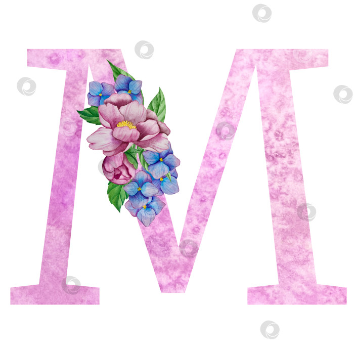 Скачать Цветочный алфавит, набор букв с акварельными цветами и листьями. Монограммы-инициалы идеально подходят для свадебных приглашений, поздравительных открыток, логотипов, плакатов и другого дизайна. Ручная роспись. фотосток Ozero