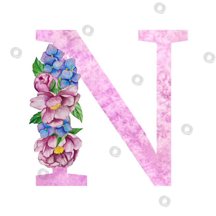 Скачать Цветочный алфавит, набор букв с акварельными цветами и листьями. Монограммы-инициалы идеально подходят для свадебных приглашений, поздравительных открыток, логотипов, плакатов и другого дизайна. Ручная роспись. фотосток Ozero