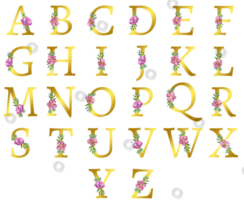 Скачать Ручная акварельная иллюстрация с цветами анемоны и листьями эвкалипта. Рамка из чешского золота и хрусталя. Элементы для поздравительной свадебной открытки. фотосток Ozero