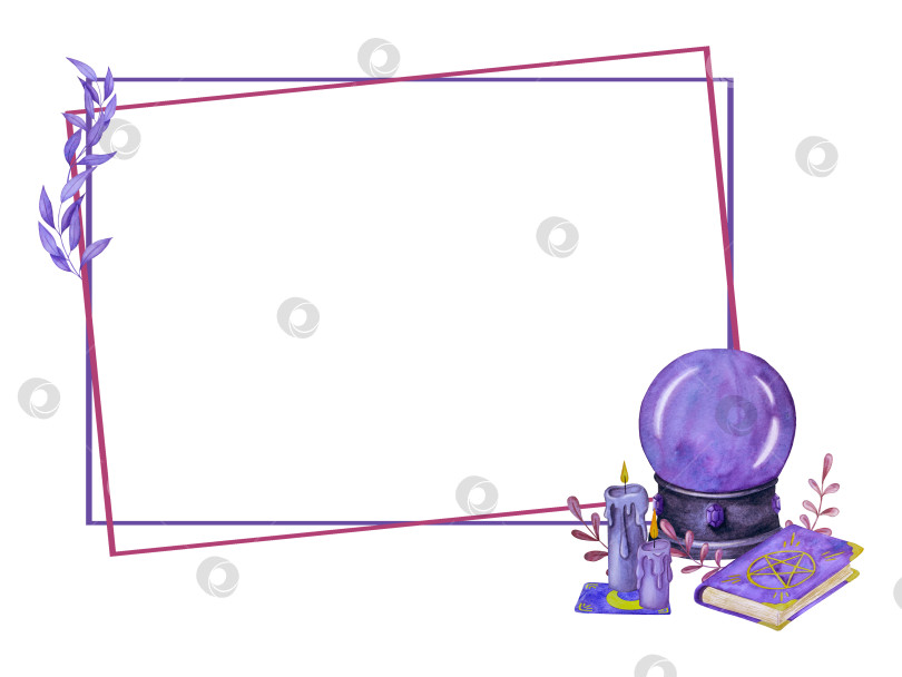 Скачать Набор акварельных иллюстраций с мифическими эзотерическими элементами и духовными колдовскими предметами. Книга заклинаний, небесные кристаллы, зелья, свечи, грибы, карты Таро. Идеально подходит для фэнтезийного дизайна и колдовских визуальных эффектов фотосток Ozero