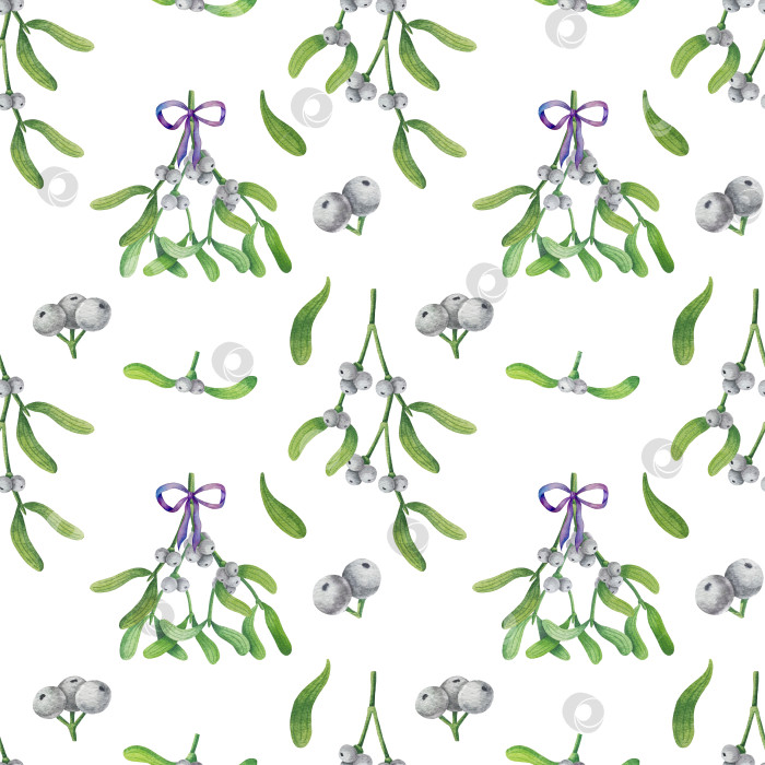 Скачать Набор ярких акварельных иллюстраций с изображением омелы и ягод остролиста. Коллекция акварельных веток, листьев и ягод рождественской елки для новогодних поздравительных открыток и оформления баннеров фотосток Ozero