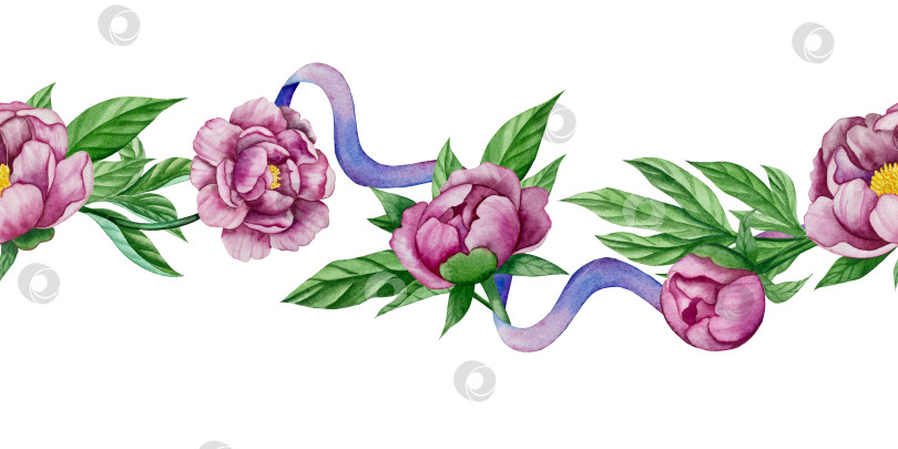 Скачать Розовые садовые цветы на белом фоне, акварельная иллюстрация. Розовый цветочный букет, бордовые пионы в обрамлении. сиреневая гортензия, рамка, венок. Летний дизайн. Приглашение на свадьбу фотосток Ozero
