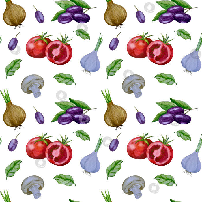 Скачать Акварельная иллюстрация пиццы и набора иллюстраций ингредиентов. Нарисованная от руки итальянская еда быстрого приготовления на белом фоне. фотосток Ozero