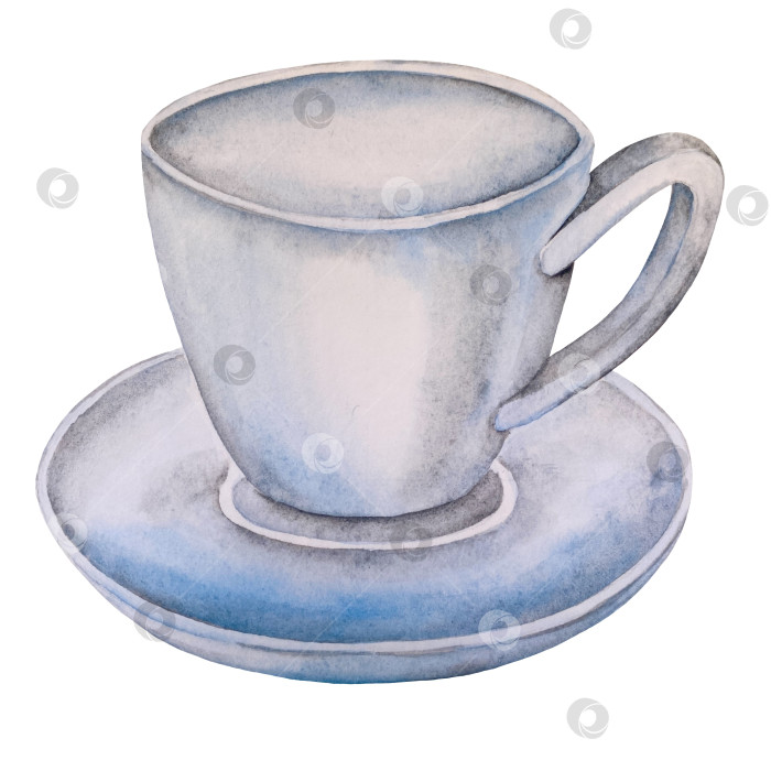 Скачать Свежие листья зеленого чая, чашка чая и чайник для заваривания, набор для чаепития с цветами и ягодами шиповника. Иллюстрация к Международному дню чая. Отдельные элементы, нарисованные акварелью от руки. фотосток Ozero
