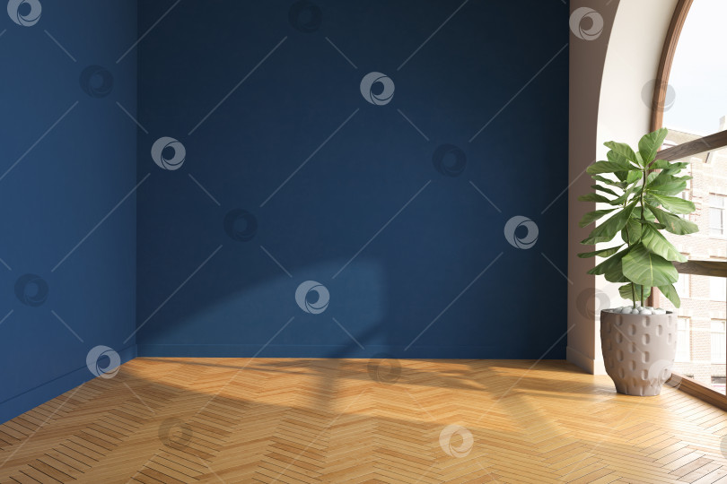 Скачать Концептуальный дофаминовый интерьер комнаты в стиле середины века с 3d-иллюстрацией фотосток Ozero