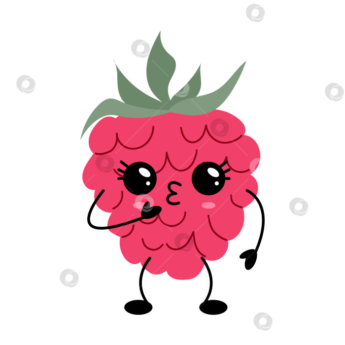 Скачать Симпатичная кавайная иллюстрация персонажа с фруктами малины фотосток Ozero