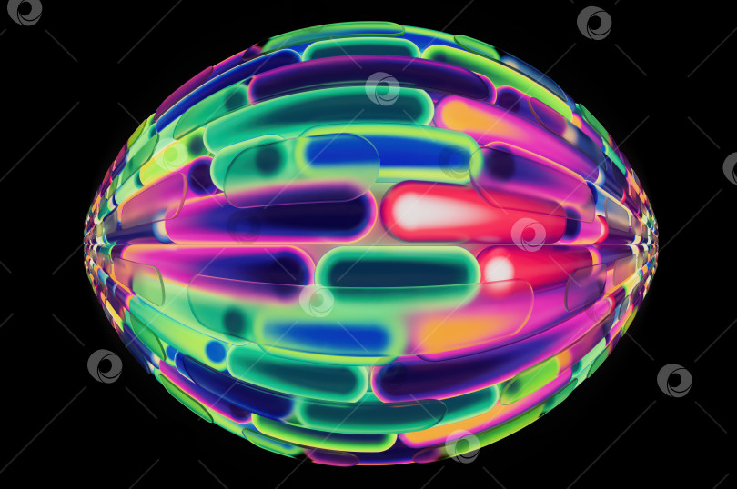 Скачать Градиентные 3D-формы. Абстрактные красочные линии, яркие плавные изгибы. Градиентные трубки в плавном стиле с плавным переходом цветов. 3d-иллюстрация фотосток Ozero