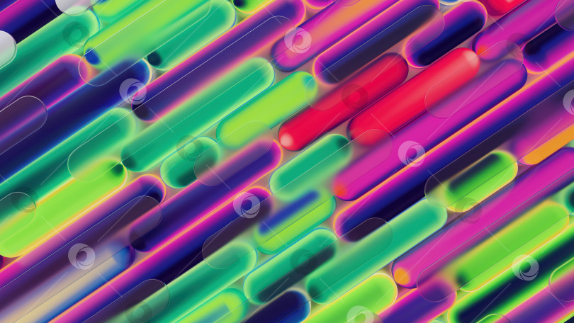 Скачать Градиентные 3D-формы. Абстрактные красочные линии, яркие плавные изгибы. Градиентные трубки в плавном стиле с плавным переходом цветов. 3d-иллюстрация фотосток Ozero