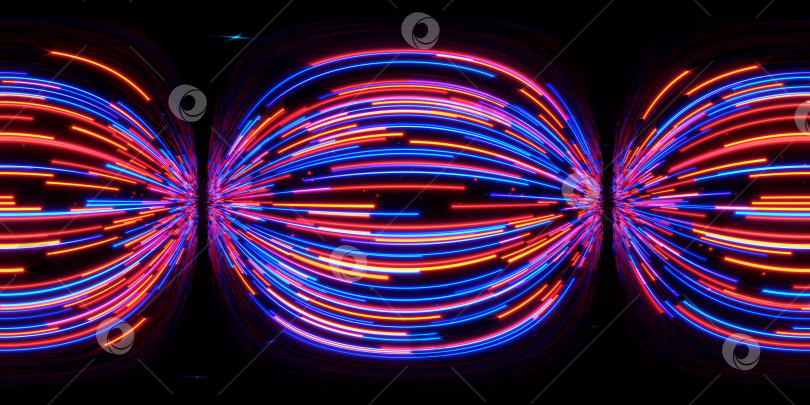 Скачать HDRI. Светящиеся неоновые линии. Полная сферическая панорама на 360 градусов. Трехмерная визуализация иллюстрации. фотосток Ozero