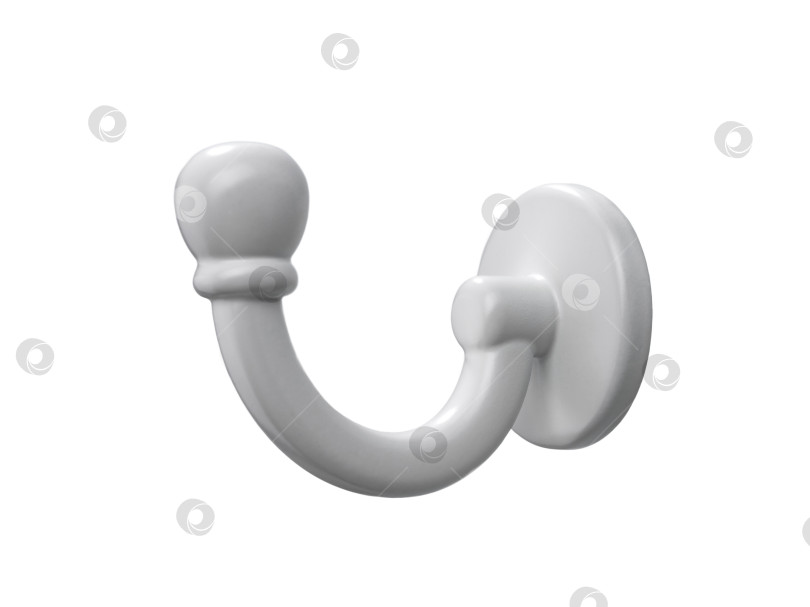 Скачать металлический крючок для одежды, окрашенный белой эмалью, выделяющийся на белом фоне фотосток Ozero