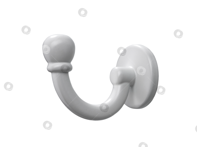 Скачать металлический крючок для одежды, окрашенный белой эмалью, выделяющийся на белом фоне фотосток Ozero