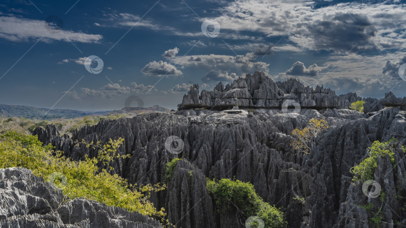 Скачать Красивый скалистый пейзаж. Крутые карстовые скалы с изрезанными склонами фотосток Ozero