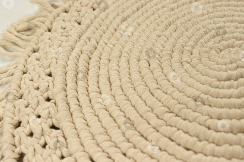 Скачать Текстура края джутового коврика, сплетенного по спирали в деревенском стиле фотосток Ozero
