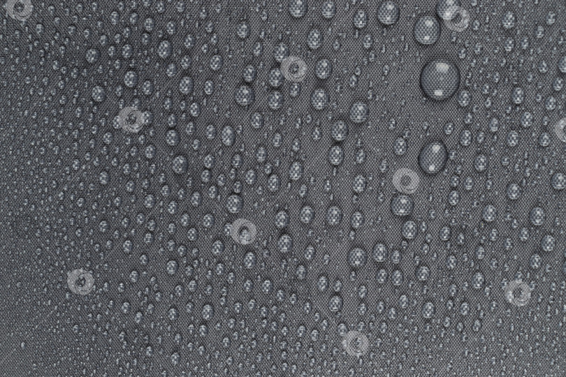 Скачать Капли воды на темно-серой ткани, горизонтальные фотосток Ozero