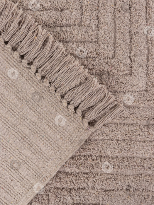 Скачать Хлопковый текстиль цвета капучино в деревенском стиле с бахромой и кисточками – экологичный аксессуар для домашнего декора ручной работы фотосток Ozero