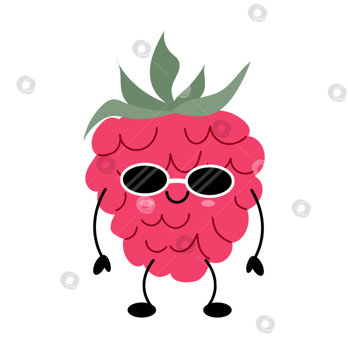 Скачать Симпатичная кавайная иллюстрация персонажа с фруктами малины фотосток Ozero