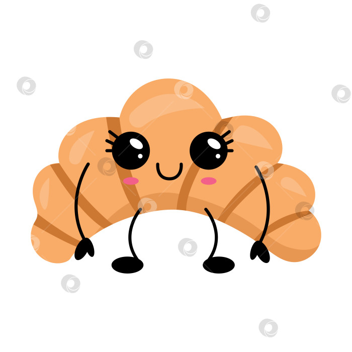 Скачать Симпатичная кавайная иллюстрация персонажа из теста для круассанов фотосток Ozero