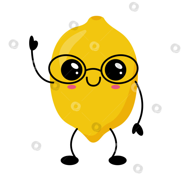 Скачать Симпатичная кавайная иллюстрация персонажа с лимонным фруктом фотосток Ozero