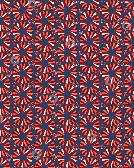 Скачать Векторный узор для текстиля, веб-сайтов, открыток круглой формы, состоящий из полосок ярких цветов. фотосток Ozero