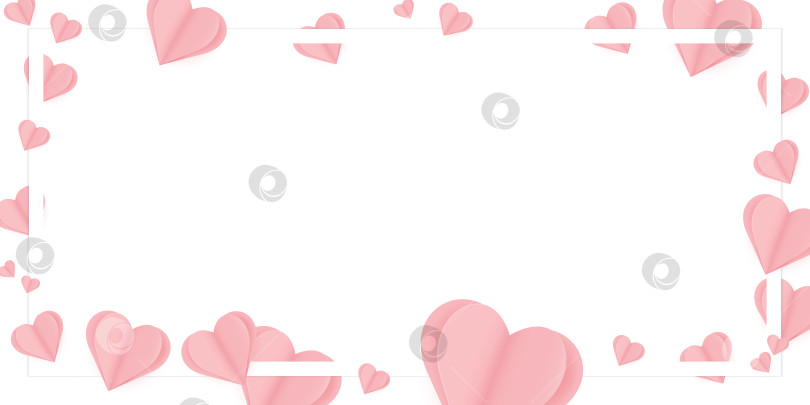 Скачать Рамка с сердечками, вырезанная из бумаги, с местом для текста. Шаблон для плакатов, листовок, обложек, упаковки, открыток и т.д. фотосток Ozero