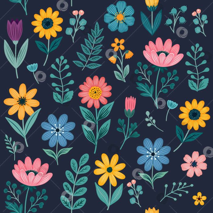 Скачать Бесшовный узор со стилизованными цветами. фотосток Ozero