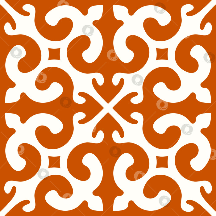 Скачать Красная киноварь и белый орнамент из рога кочевого барана - бесшовный векторный узор с сильным символическим контрастом фотосток Ozero