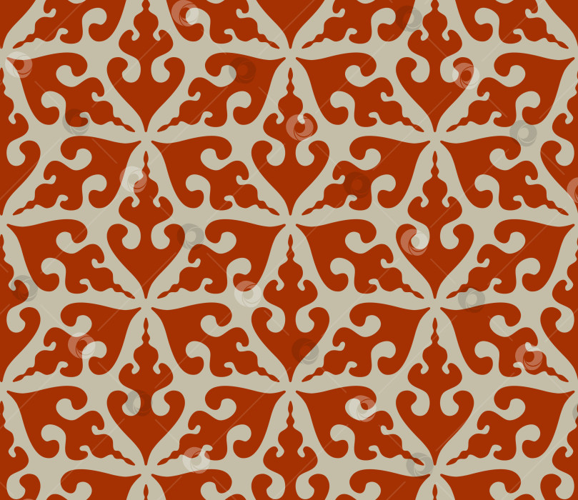 Скачать Смелый красно-белый кочевой зооморфный мозаичный орнамент бесшовный векторный узор фотосток Ozero