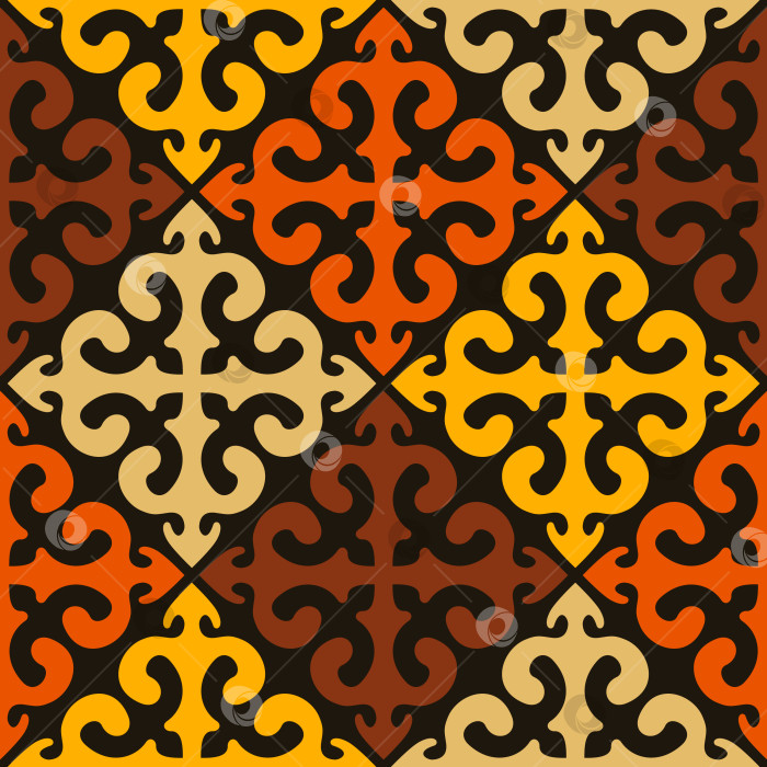 Скачать Смелый центральноазиатский кочевой орнамент, бесшовный узор для этнического брендинга и дизайна ресторанов фотосток Ozero