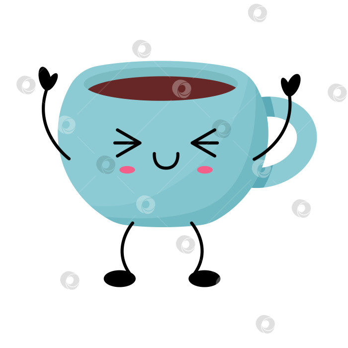 Скачать Симпатичная Кавайная иллюстрация персонажа кофейной чашки фотосток Ozero