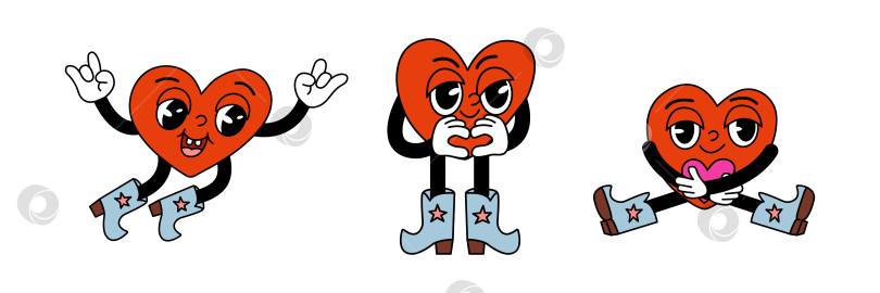 Скачать Заводная иллюстрация набора красочных сердечных персонажей фотосток Ozero