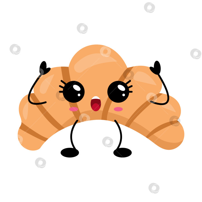 Скачать Симпатичная Кавайная иллюстрация персонажа Круассана фотосток Ozero