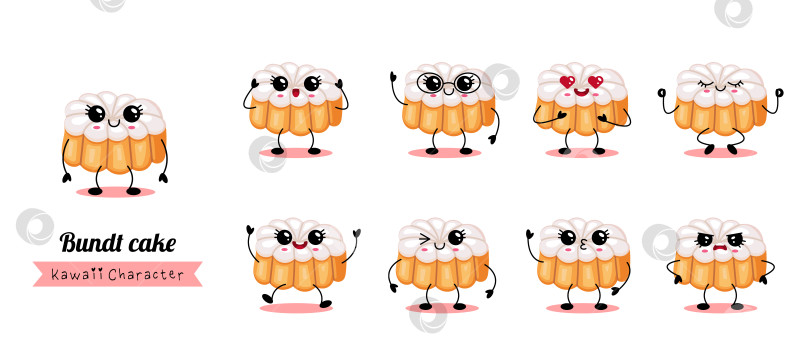 Скачать Иллюстрация набора персонажей для торта в стиле Каваи фотосток Ozero