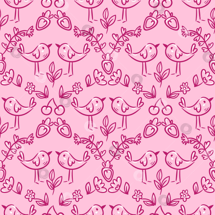 Скачать Дизайн с птичьим узором, минималистичный мотив свадебного приглашения, Элегантный нежный повтор птицы с цветочными акцентами, бесшовный цветочный и птичий узор для стильных канцелярских принадлежностей и декора фотосток Ozero