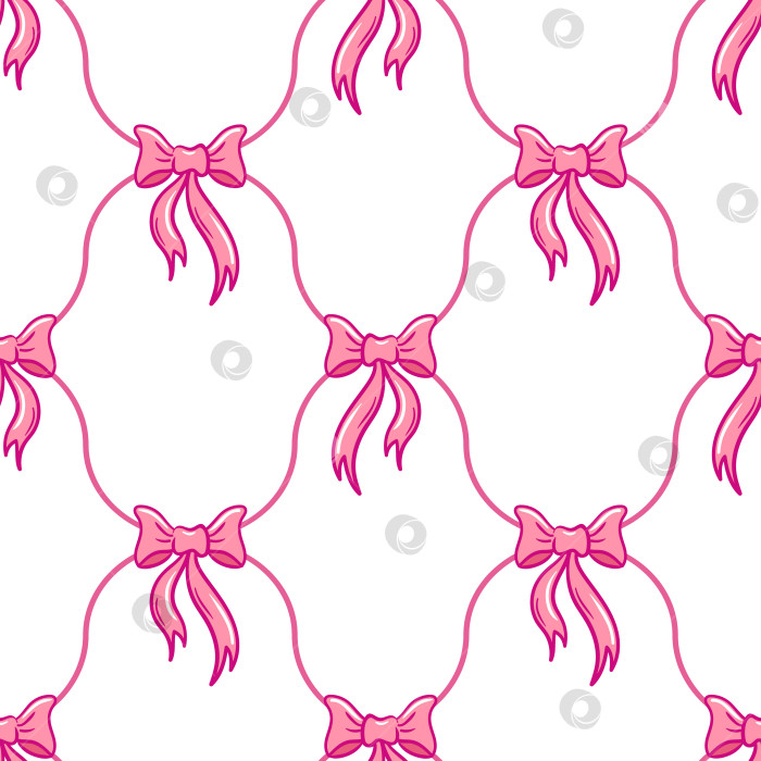 Скачать Рисунок из розовых лент, элегантный дизайн розовых лент с сердечками на белом холсте, Нежные розовые ленты, переплетенные с сердечками на белом фоне для особых моментов. фотосток Ozero