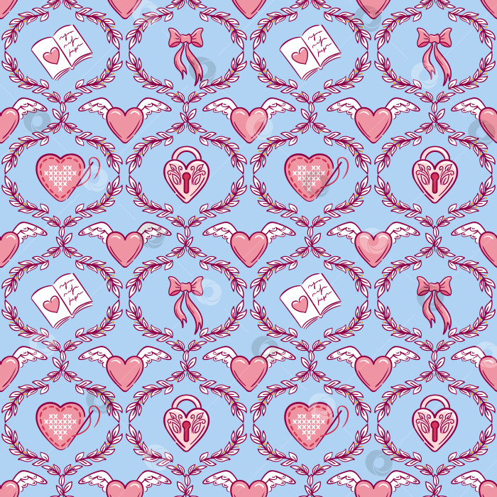 Скачать Нежный романтический гобеленовый узор, бесшовный цветочный мотив с ностальгическим шармом, декоративный текстильный узор с цветочными мотивами и кружевом в винтажном стиле в бесшовных повторах фотосток Ozero