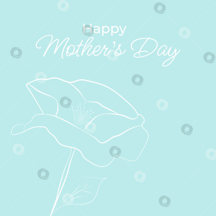 Скачать Минималистичное поздравление с Днем матери с линейным цветком. Шаблон для открытки, плаката, листовки и т.д. фотосток Ozero