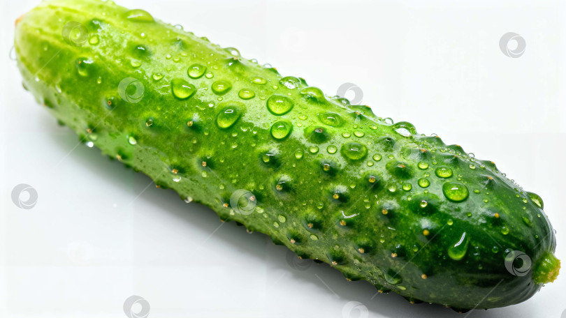 Скачать Свежий зеленый огурец с каплями воды макросъемка текстуры фотосток Ozero