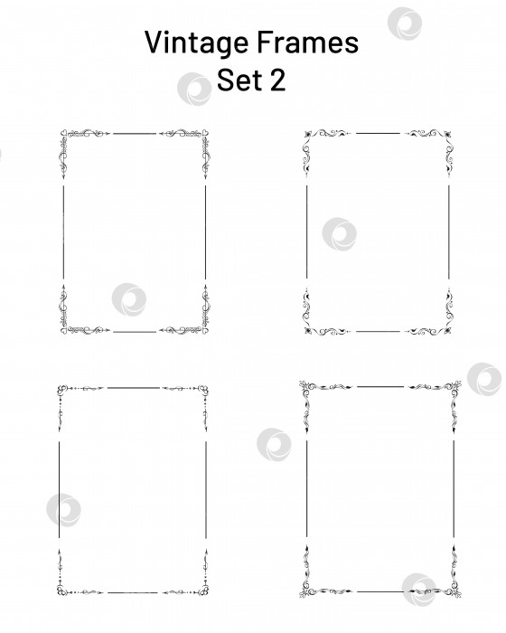 Скачать Набор из четырех уникальных декоративных рам с угловыми завитушками, прямоугольных фотосток Ozero